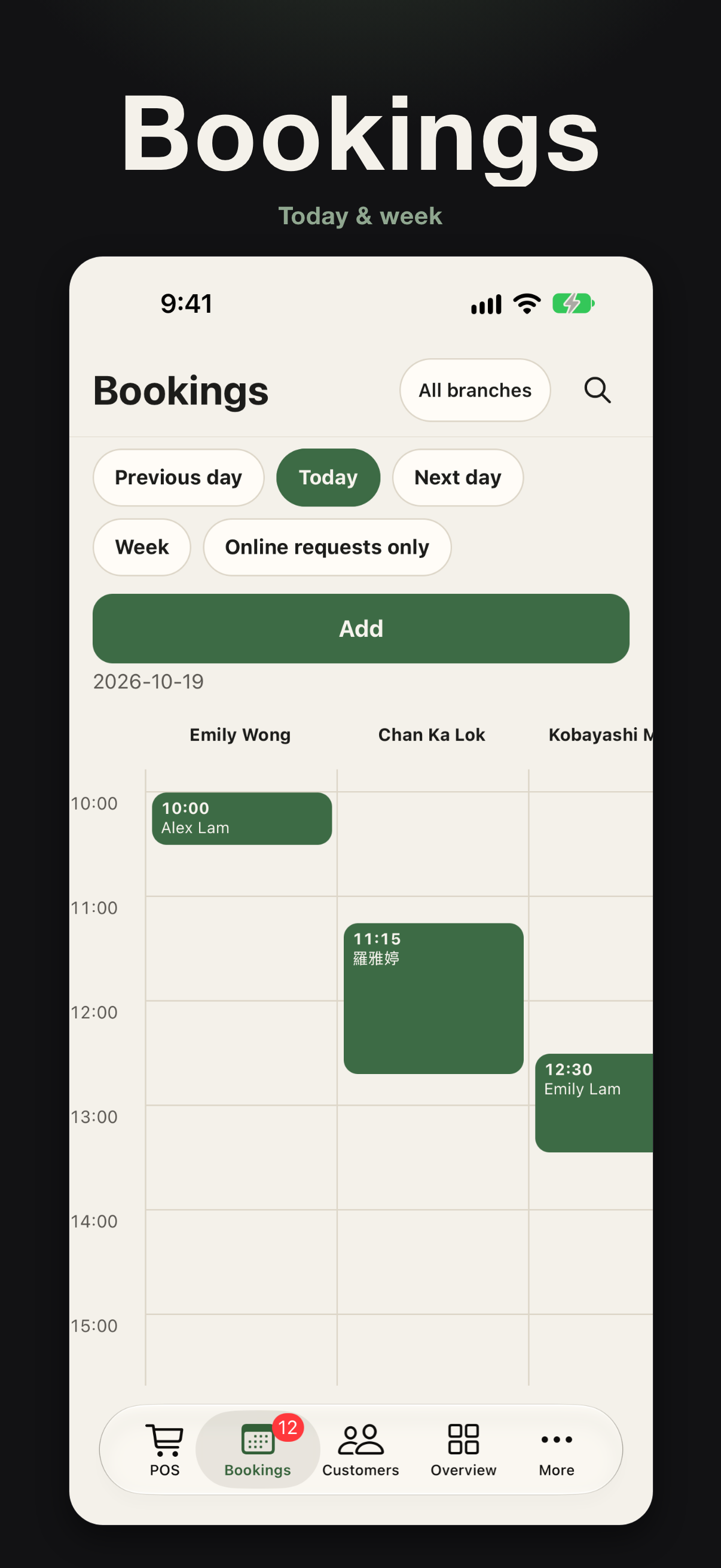 Bookings — Staff app store screenshots